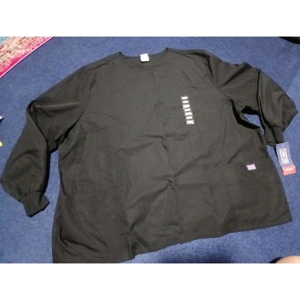 Cherokee Black Long Sleeve Scrub Pockets, Snap Buttons, NWT   3XL
